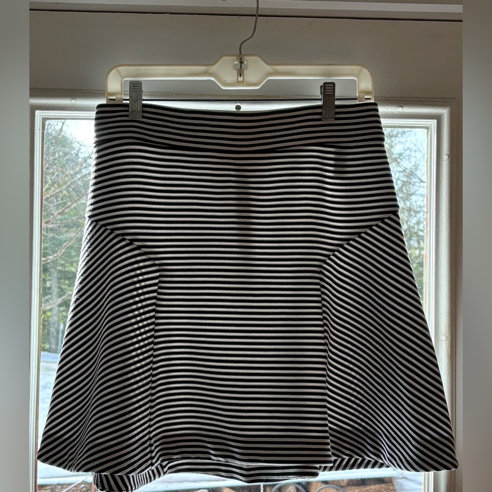 Black and white striped mini skirt